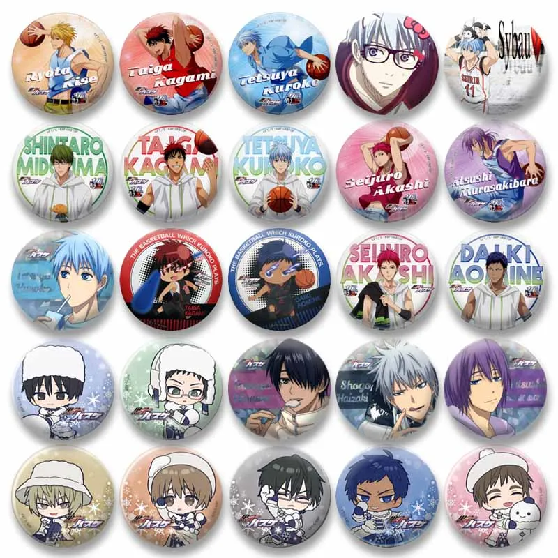 

Cartoon Figure Tetsuya Taiga Kagami Daiki Aomine Brooch Anime Kuroko's Basketball Round Badge Jewelry Gifts Backpack Decor Pins