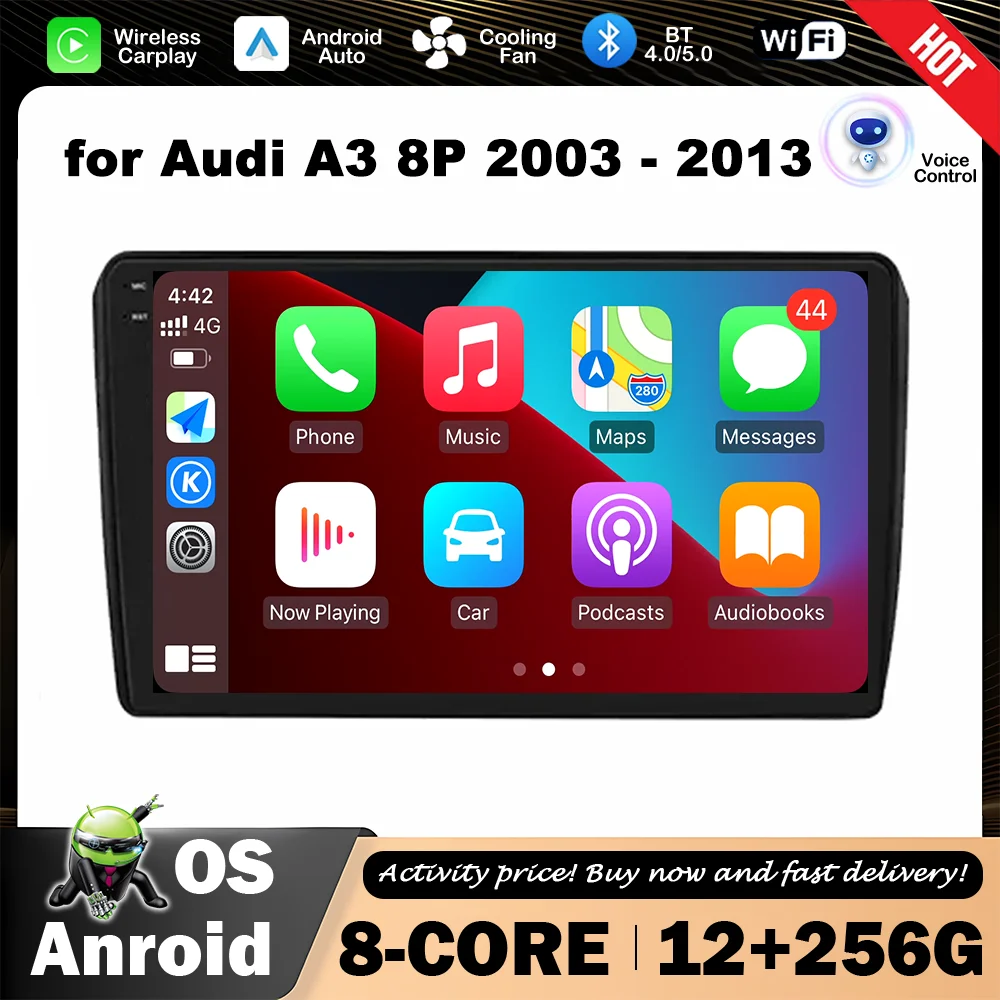

Intelligent System 9 inch Car Radio Audio Player GPS Navi Wireless Carplay for Audi A3 8P 2003 - 2013 Touch Screen Head Unit