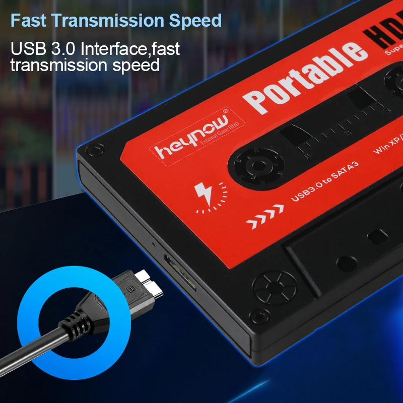 HEYNOW External 2TB HDD Game Hard Drive Disk For PC Laptop Windows Mac OS 72000+ Game Console For PS2 PS1 WII N64 WIIU SS NDS MD