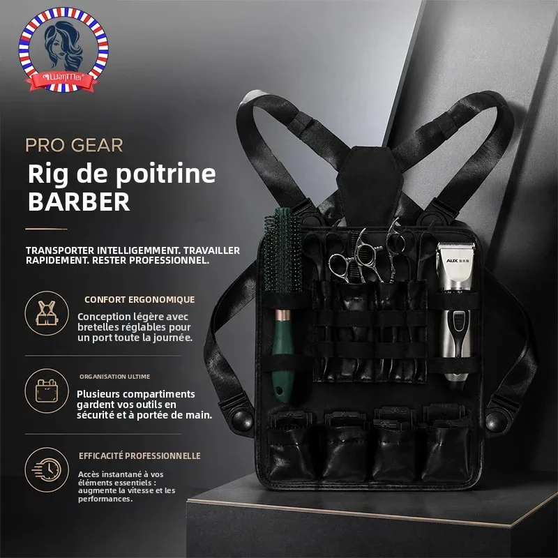 Kit d'outils multifonctionnel professionnel pour barbier avec sac de poitrine à bandoulière, sac pour ciseaux et peignes, outils de coiffure pour salon et domicile