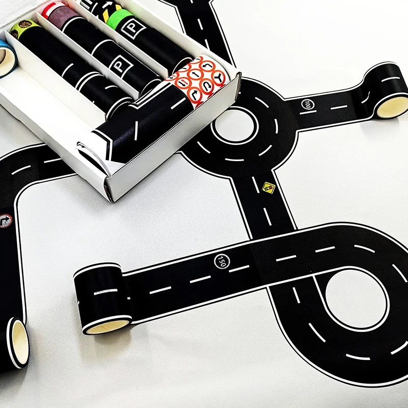 

118.1 Inches Used For Railw 28 Rolls+9 Traffic Game Scene Application Stickers DIY Road And Rail Transit Design And Paper Tape