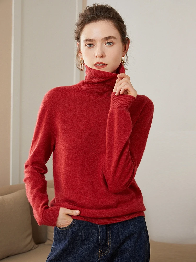 

Women's Sweater Autumn/Winter New Collection 100% Cashmere Sweater Fashion Slimming Bottom Sweater Collar Knitted Pullover Tops