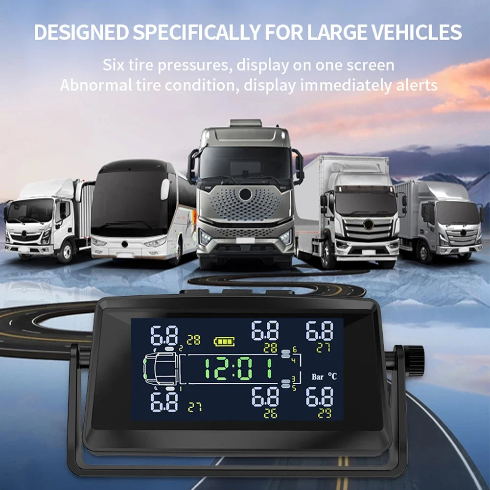 8Bar /15Bar Tire Pressure Monitor System with 6 Sensors Tyre Temperature Monitor Universal TPMS for RV /truck/busTrailer Camper