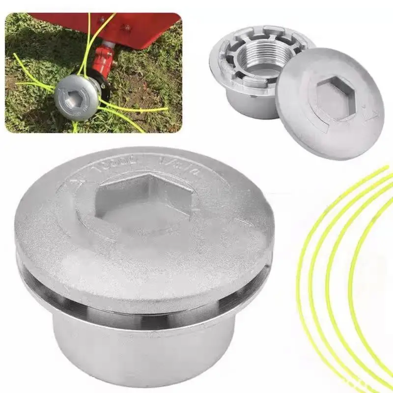 Universal Aluminum Grass Trimmer Head With 4 Lines Brush Cutter Head Thread Nylon Grass Cutting Line Head For Lawn Mower Silver