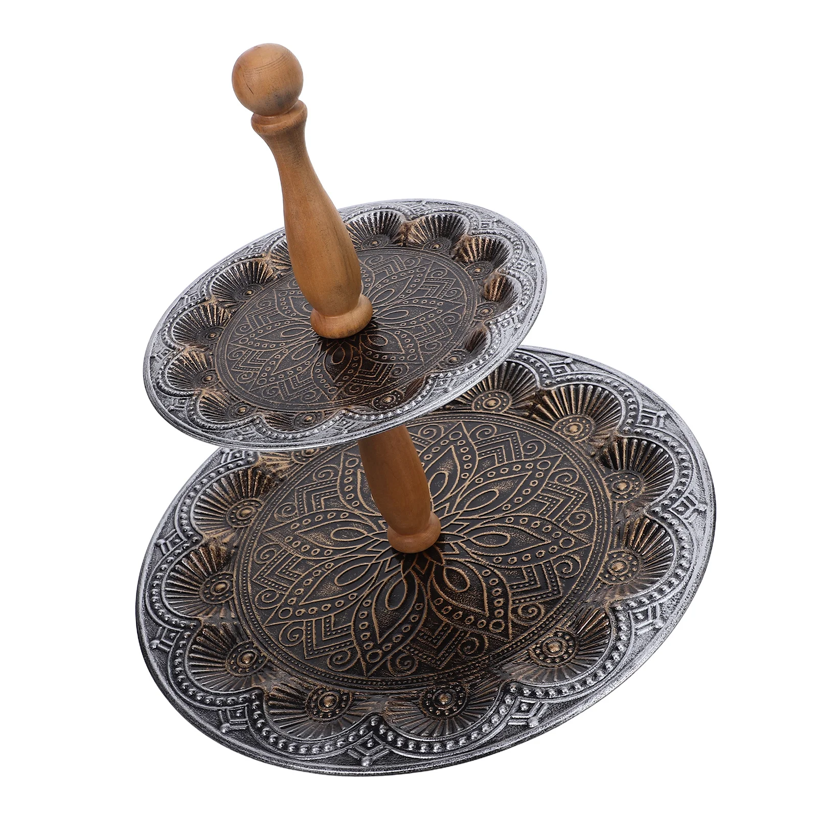 

Rustic Round 2 Tier Tray Stand Farmhouse Wooden Tiered Stand Double Layer Cake Cupcake Dessert Display Coffee Bar Organizer