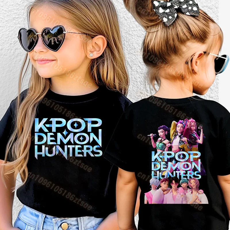 

KIDS KPop Demon Hunters Saja Boys Tie Dye Shirts Unisex Round Neck Short Sleeve Tee Fans Gift Children's short sleeves