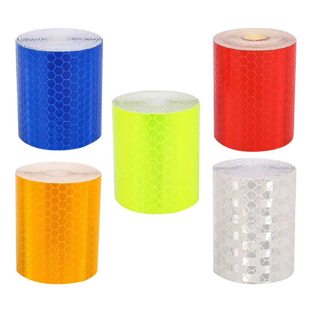 5pcs 5 Rolls Multi-Purpose Reflective Strip Adhesive Tape Car Bike Warning Sticker Auto Reflective Film Simple Design