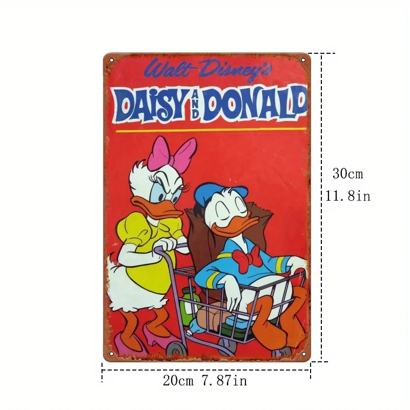 مسطح ثنائي الأبعاد، قطعة واحدة من الحديد المعلق على الحائط مقاس 8 × 12 بوصة، ديزني "ميكي ماوس ودونالد داك" موضوع كلاسيكي عتيق، مناسب للكنيسة والمدرسة #2