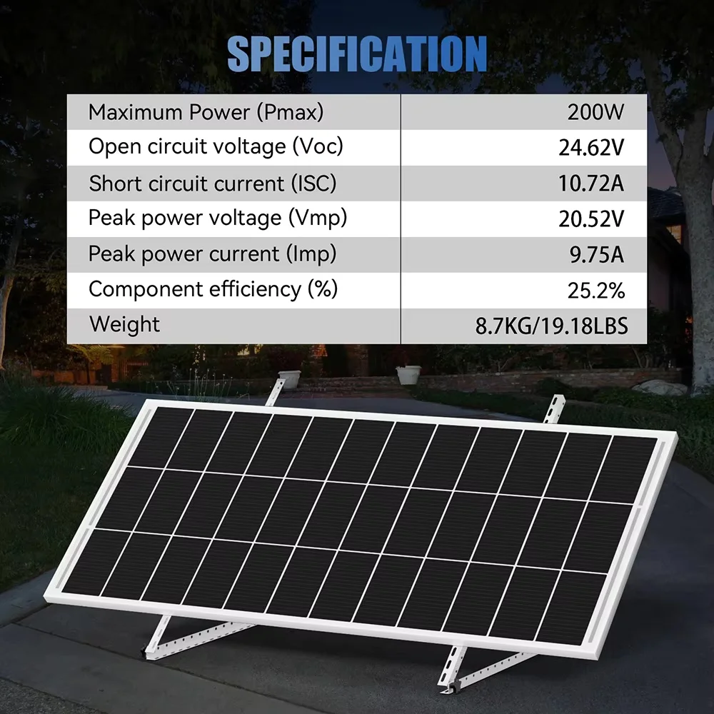 

RVPOZWER Rigid Solar Panels 200W/400W/800W 18BB N-Type Mono Cells High Efficiency PV Power for Home RV Charge Outdoor Off-Grid