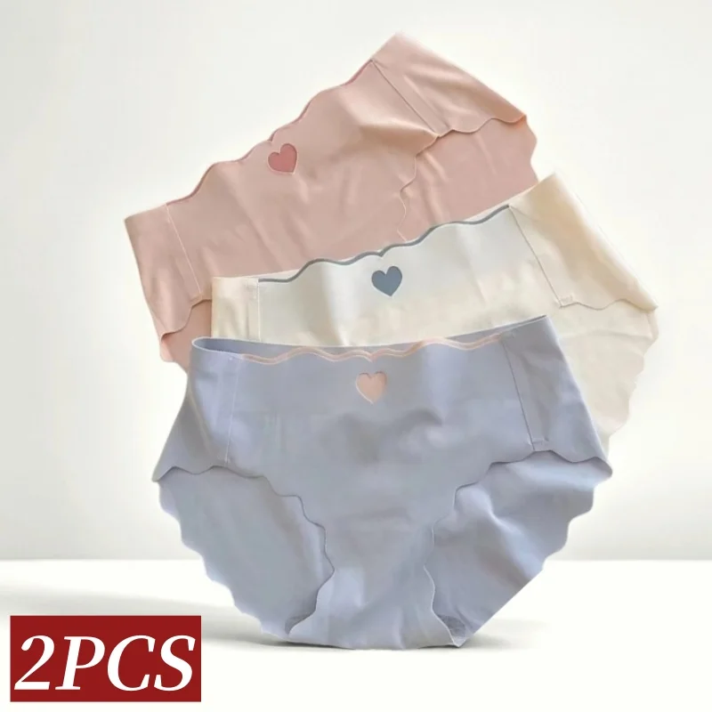 2 pçs/set calcinha sem costura de seda gelo cor sólida briefs mulheres roupa interior invisível feminino lingerie sexy respirável íntimos
