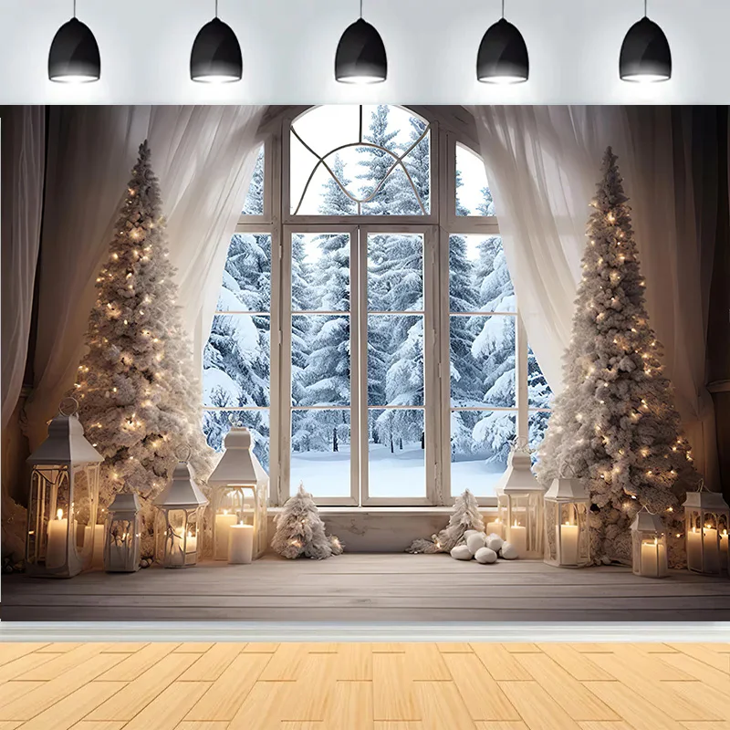 Christmas Day Fireplace Living Room Photography Backdrops New Year Holiday Fireplace Patio Indoor Party Background DJ-03 - Image 2
