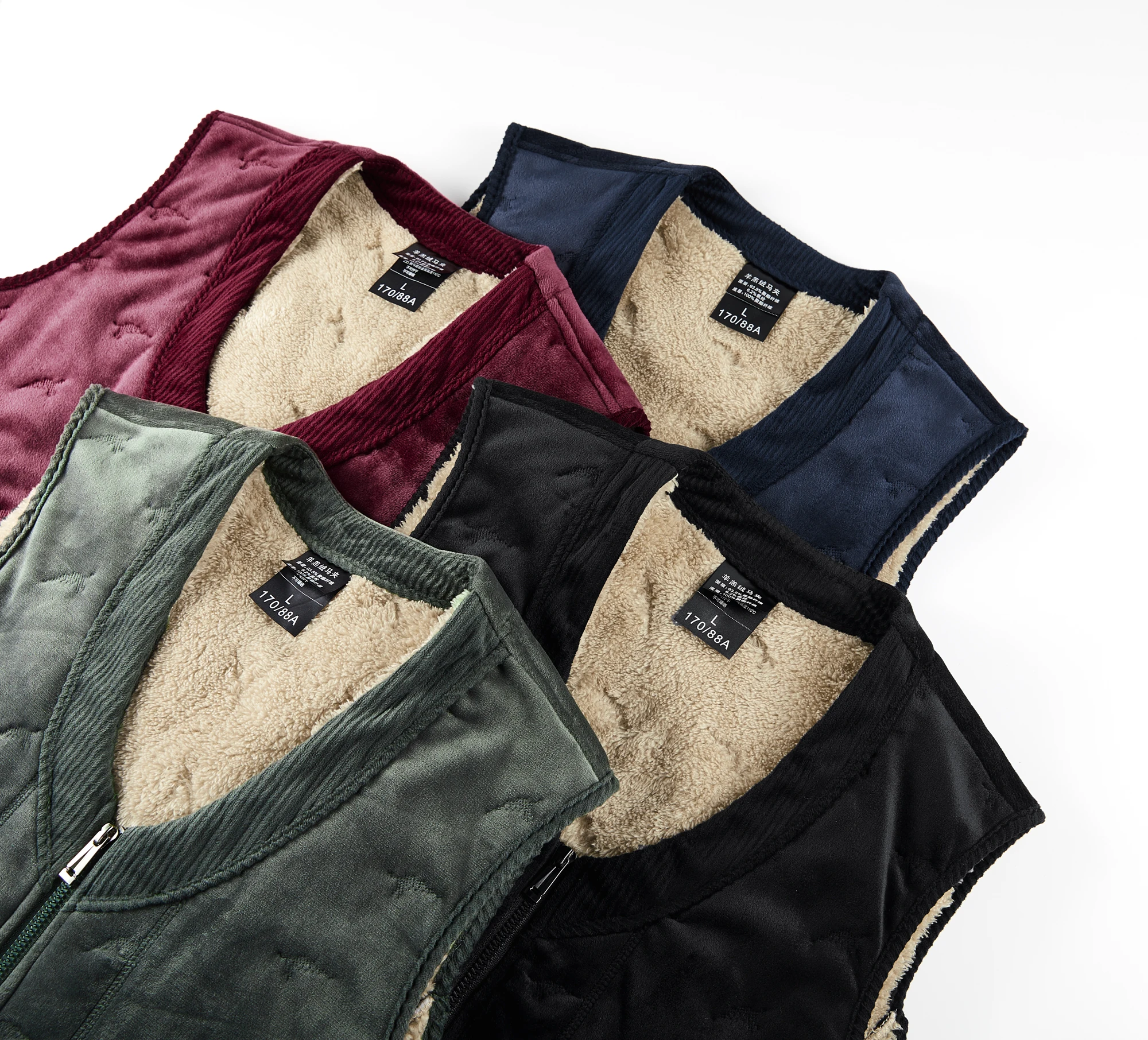 Men\'s Winter Warm Padded Silver Fox fleece Vest Sleeveless Jacket with cashmere lining Version comfortable Triple Cotton Coat