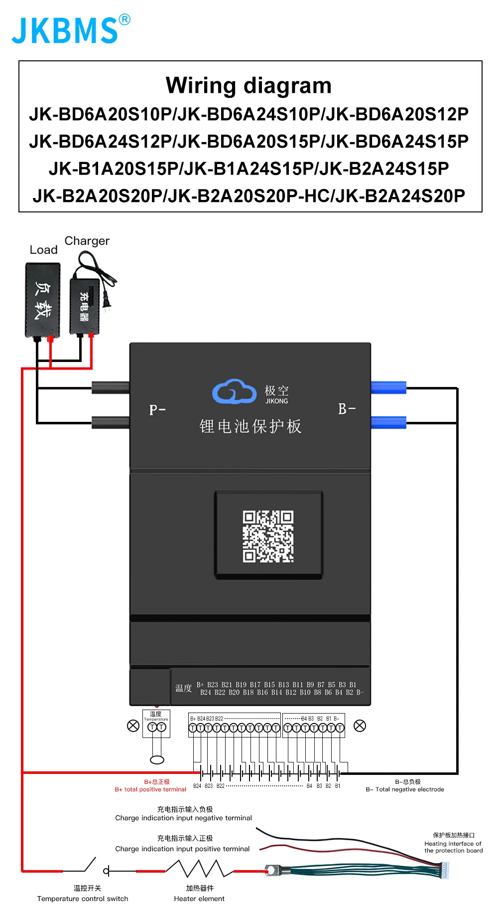 JKBMS JIKONG B2A24S20P SMART BMS 2A BALANCE Bluetoot 200A BT 36V 48V 60V Li-Ion LTO 18650 Batterie Lifepo4 Batteriespeicher BMS – Detail 16
