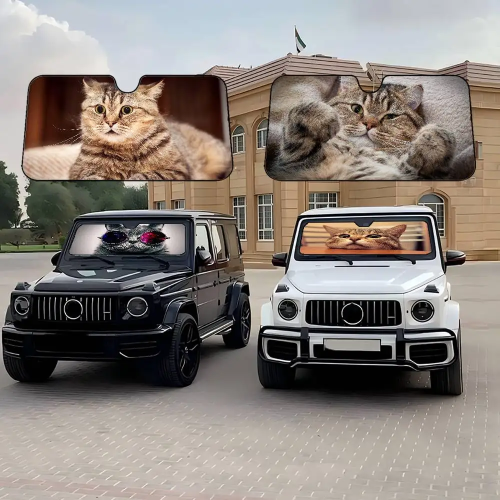 ذكي وأذى القط زجاج سيارة ظلة غطاء طوي السيارات الشمس الظل قناع نافذة الأشعة فوق البنفسجية عاكس إبقاء سيارة باردة