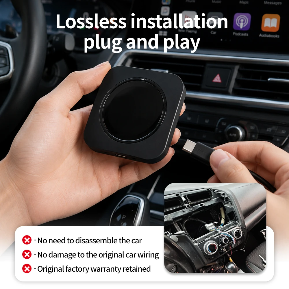 Afbeelding 6: X-YUNS 8+128G Draadloze CarPlay Adapter Android 16.0 4G LTE Ingebouwde GPS Draadloze Android Auto AI Box Plug&Play Ondersteunt Netflix