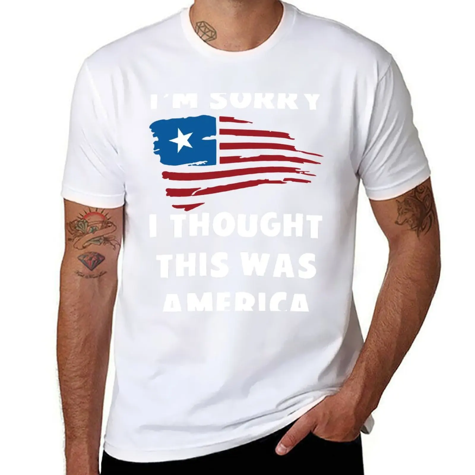 

Футболка «Я Sorry I Thought This Was America», футболки для мужчин, облегающая футболка, мужская хлопковая футболка