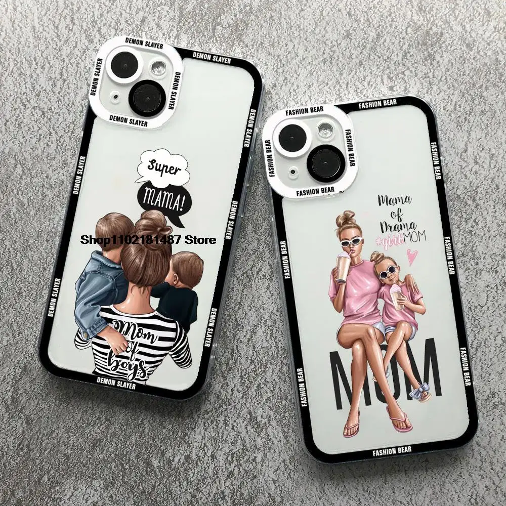 

Great MOM Phone Case For Samsung S 20 21 22 23 24 PLUS S 24 ULTRA S23FE Luxury pretty girl Clear Angel eyes Soft Silicone Cover