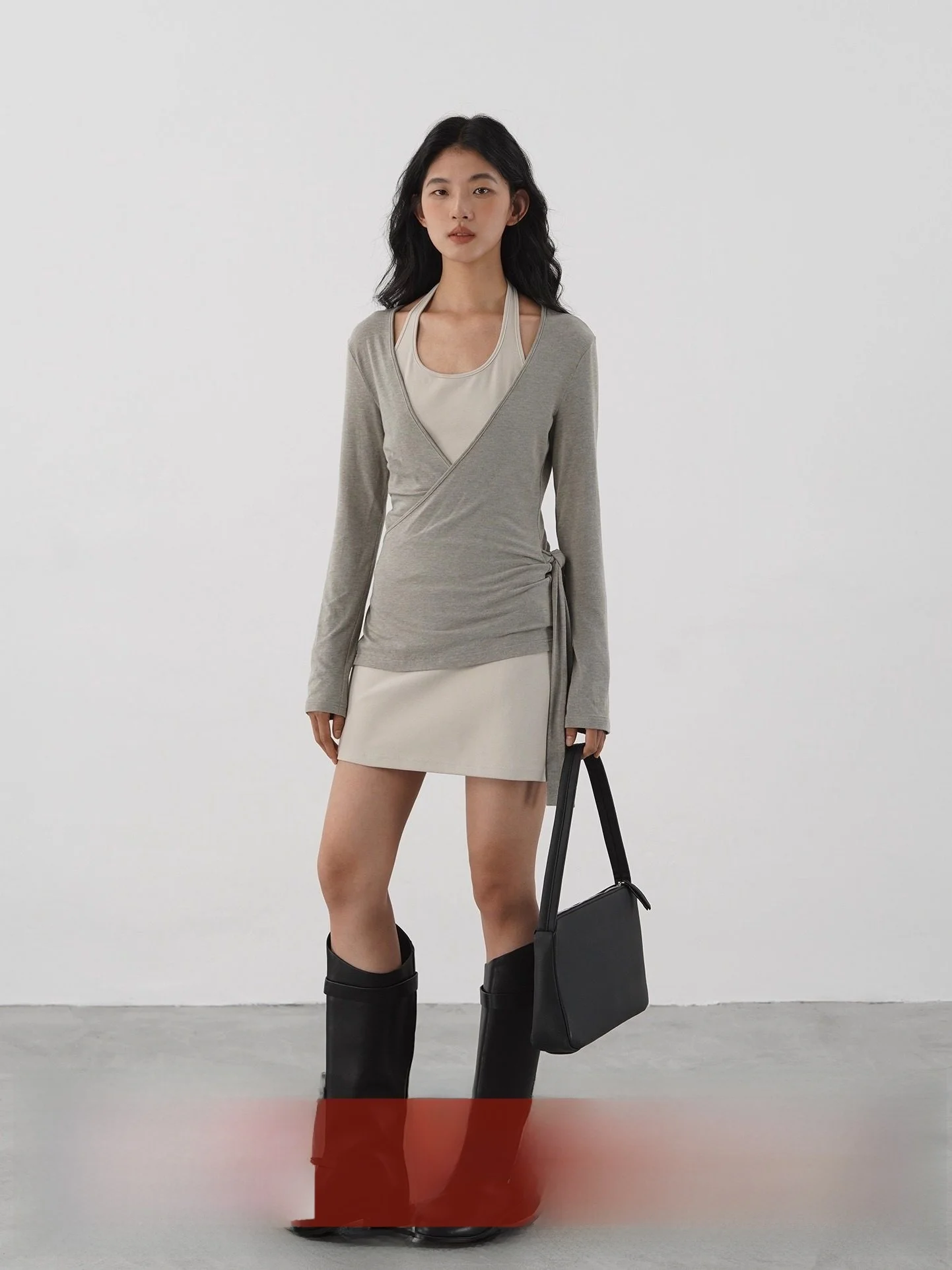 

Костюм женский EIGHTHMONTH: комплект из двух предметов с V-образным вырезом, легкий, с завязками по бокам, повседневный, с длинными рукавами, для ранней осени