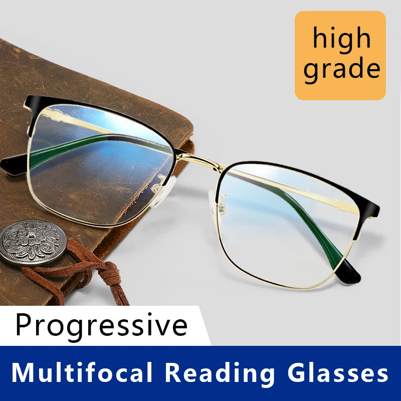 Progressive Multifocus Presbyopia Reading Glasses for Men No Line UV Protection Intelligent Progressive Multifocal Lenses