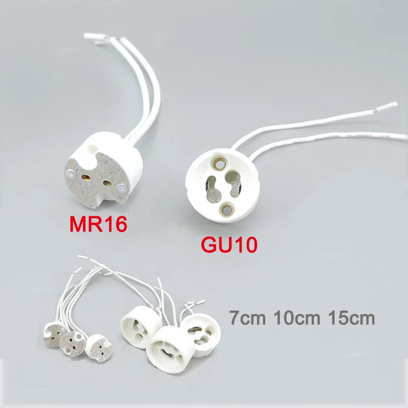 

7cm 15cm Ceramic GU10 MR16 MR11 GU5.3 G4 lamp holder socket base adapter Wire silicone Connector Socket for LED Halogen Light u