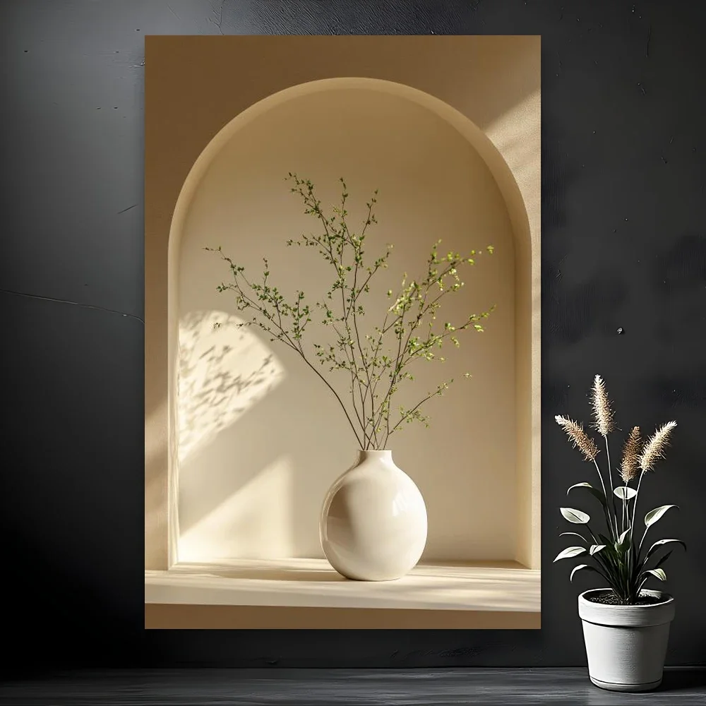 Frameless Canvas Painting Modern Vase Art Canvas Poster Frameless Wall Decor For Living Room & Bedroom, Office, Modern Home Deco