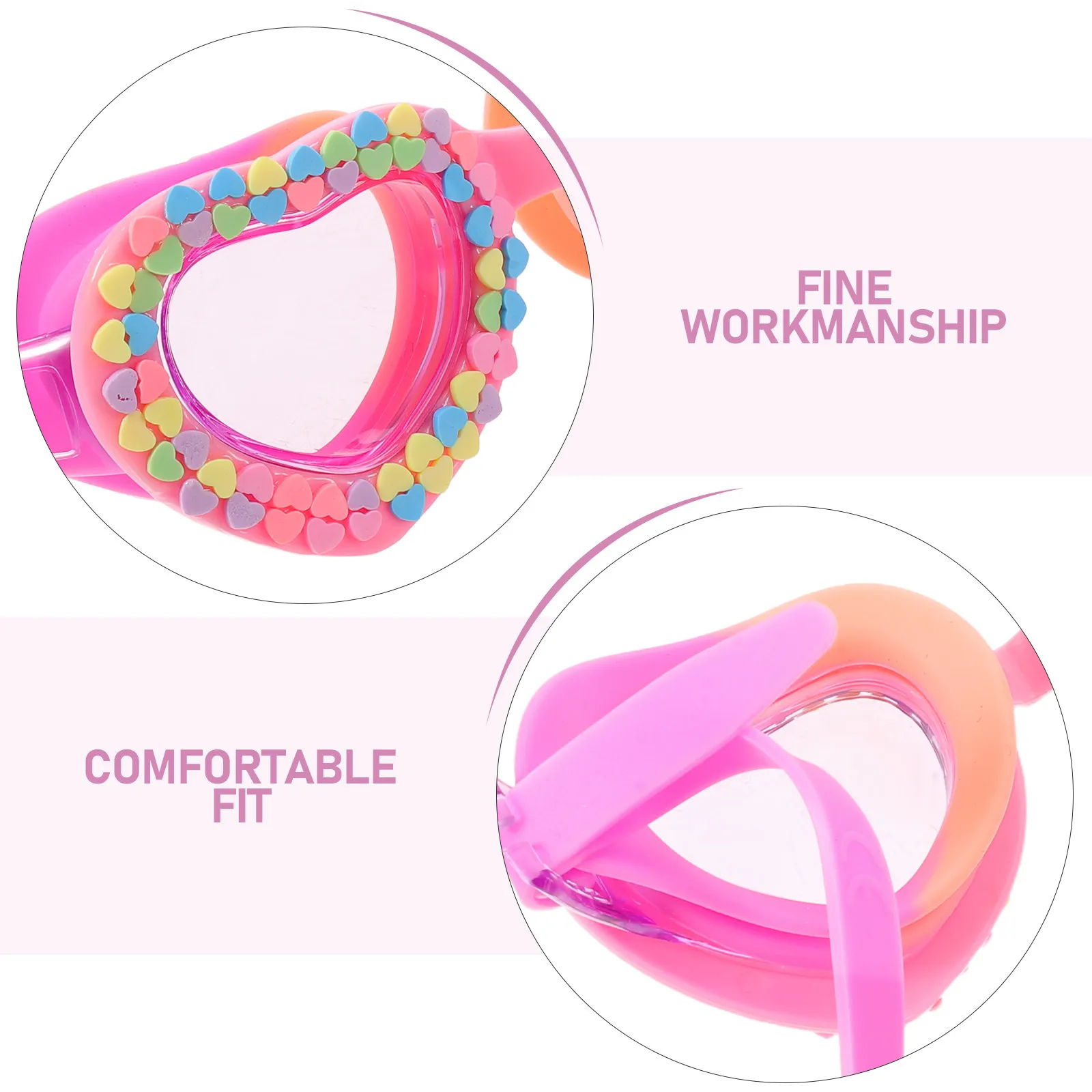Anti-Fog Swim Goggles Rainbow Heart Design Clear Vision Waterproof Pool Swim Goggles for Youth Swimming