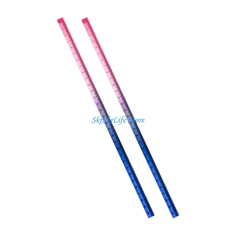 E65E 2 Buah Penggaris Warna-warni Bening Penggaris Akrilik Anak untuk Sekolah, Penggaris dengan Milimeter dan Inci,