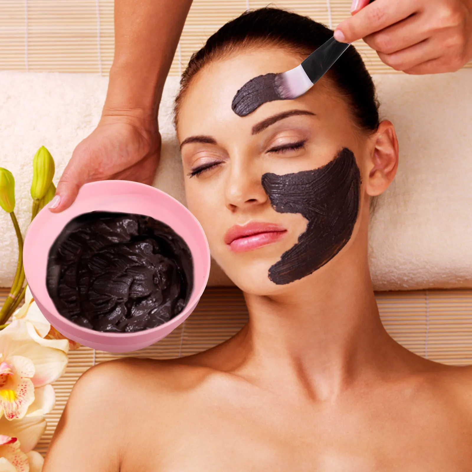 Compressed Face Mask 1Set DIY Tool Kit Mixing Bowl Brush Scraper for Gentle Skin Care At Home Compressed Facial Mask