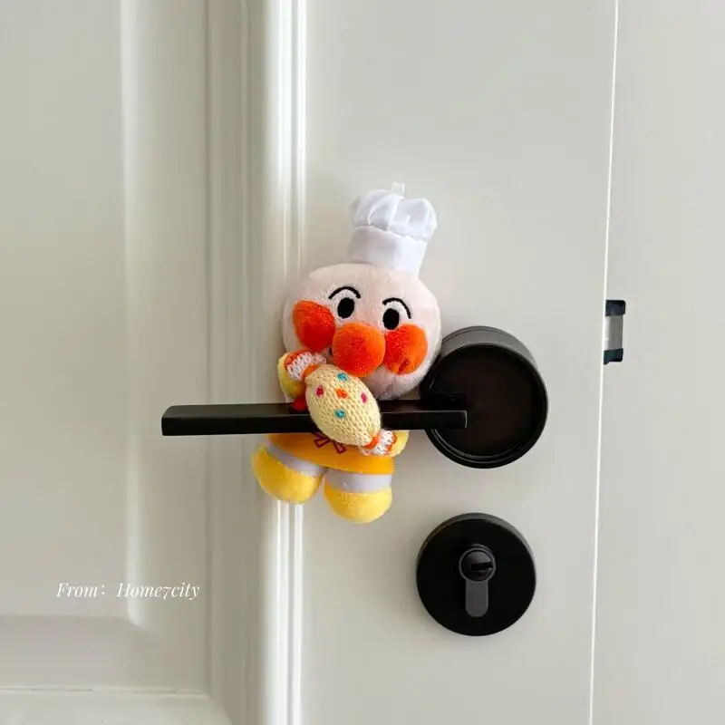 Japanese Anime Anpanman Dessert Chef Soft Plush Doll Door Handle Protective Cover Room Cartoon Decoration Friends Birthday Gift