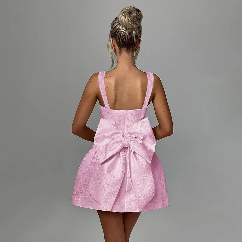 Elegant Backless Big Bow-tie Evening Guest Long Party resses for Women 2025 Sexy Prom Birthday Size and Color Can Be Customized