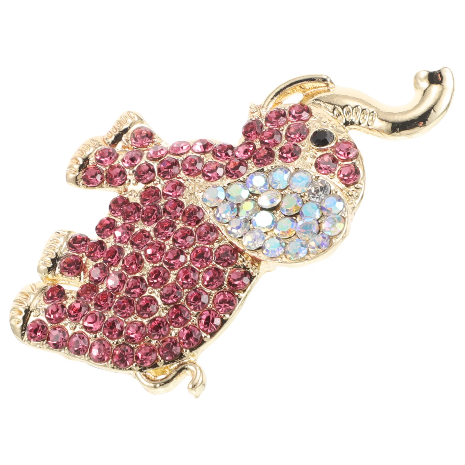 Elephant Brooch Alloy Pink Rhinestone Lapel Pin Suit Pins Dress Accessories Corsage Bag Clothes Hat Pin Mini Elephant Statue