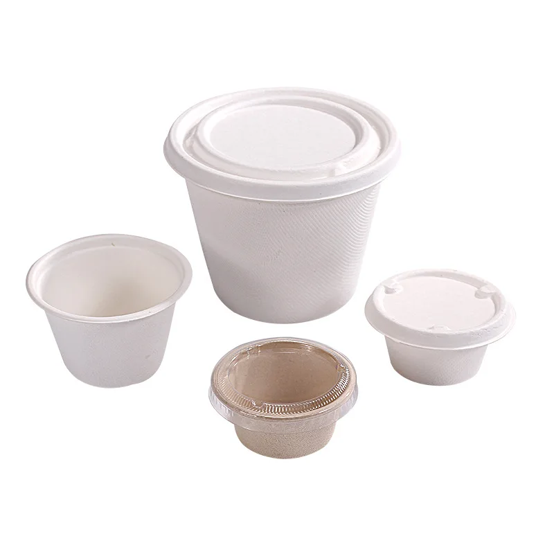 Customized. Disposable 4Oz Seasoning Cup 4Oz Pulp Tasting Cup Sauce Dish Small Cup Degradable Pulp Cup