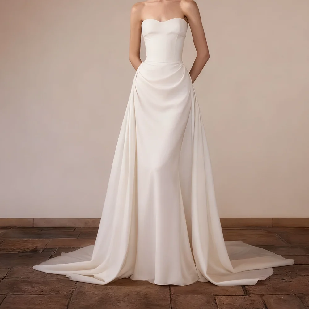 Classique chérie sans manches détachable Train sirène mariée robes de mariée robes de mariée personnalisées