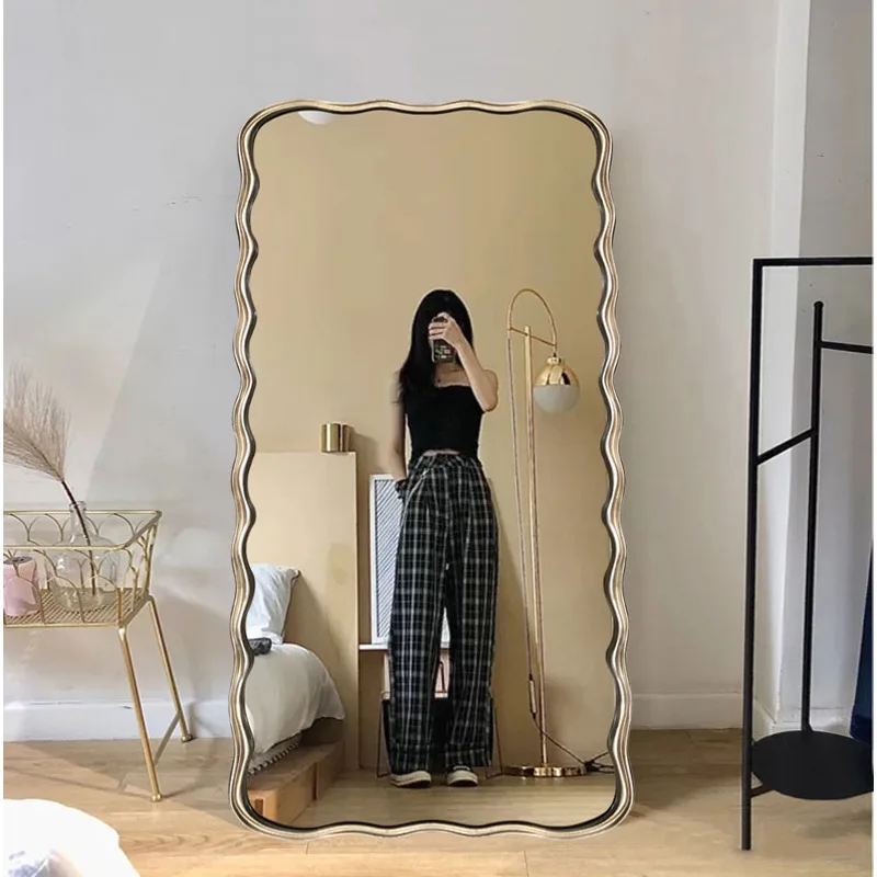 

Wavy floor-to-ceiling mirror, fitting mirror, simple special-shaped full-length mirror, net red ins, dressing mirror, home landi