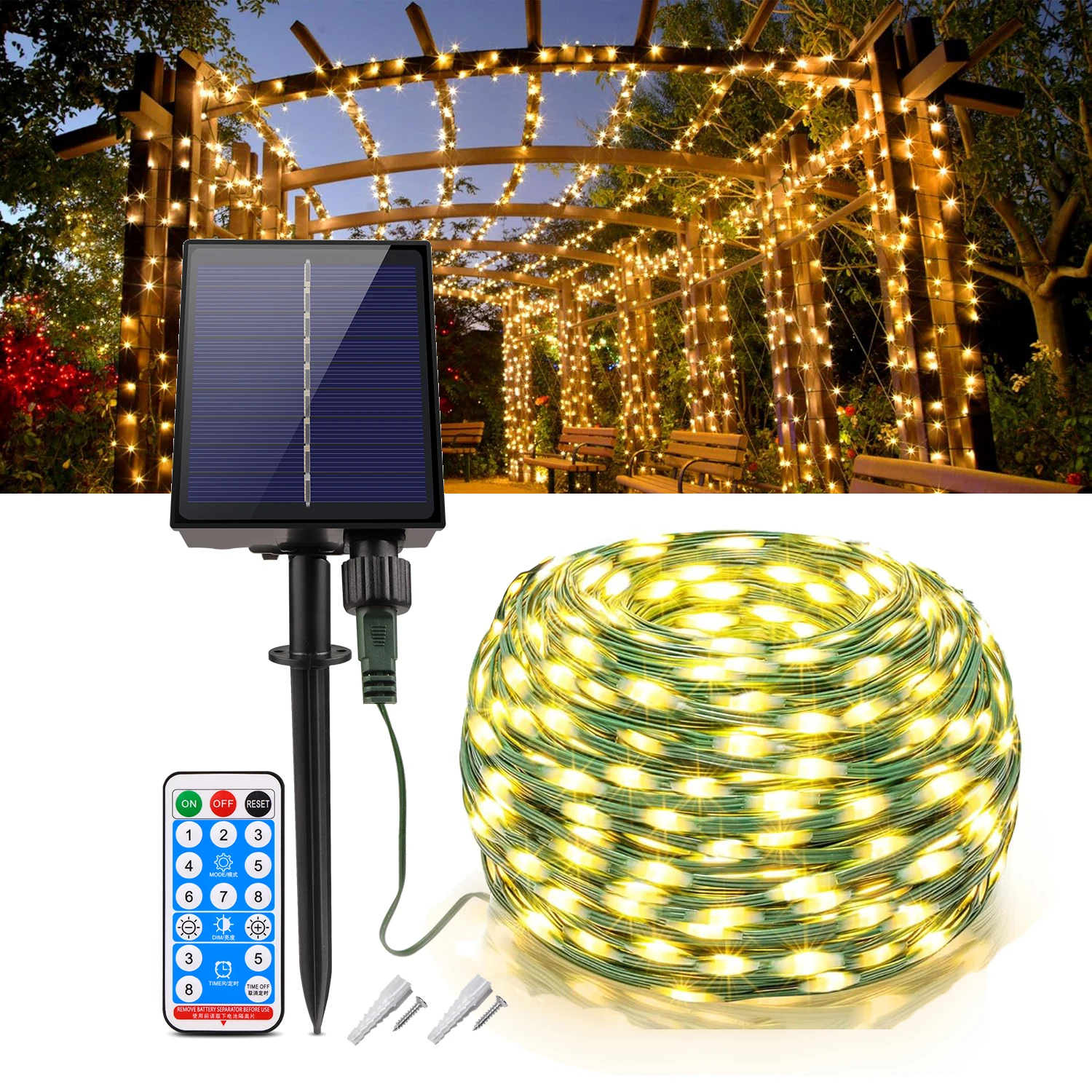 10m/20m/50m/100m LED Solar Light Outdoor Garden Fairy String Light Led Twinkle Waterproof Lamp for 2025 Christmas Patio Decor