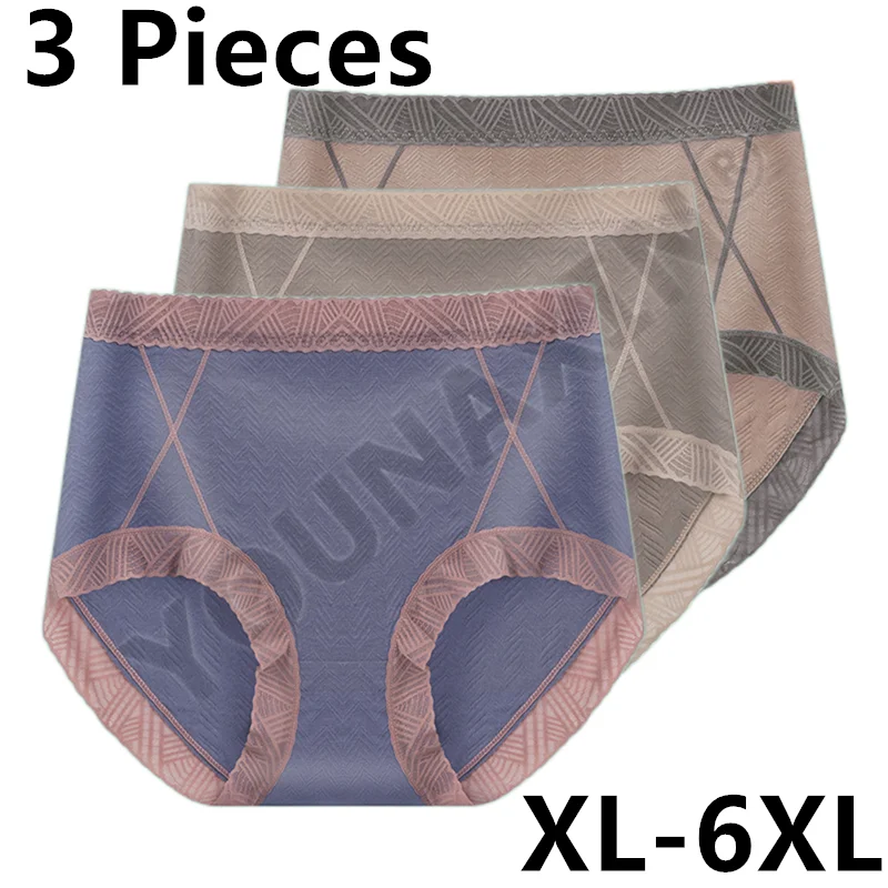 

3 Pcs Women Big Size Briefs Lingerie Cotton Undies Girls Underwear Breathable Large Panties Undershorts XL 2XL 3XL 4XL 5XL 6XL