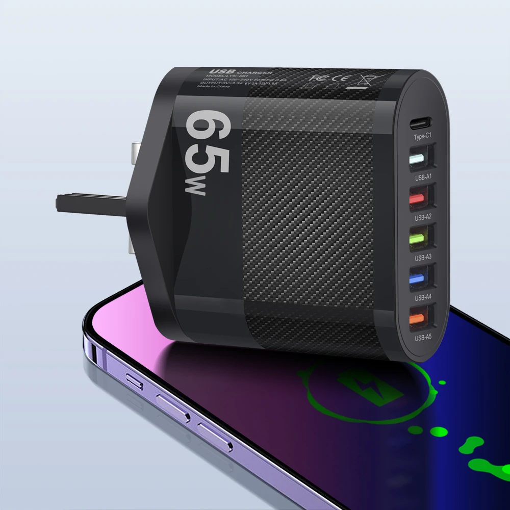 3.1A 5Ports USB Charger PD Charging Adapter For Xiaomi iPhone 13 Samsung Mobile Phone Plug Charging QC 3.0 Wall Charger