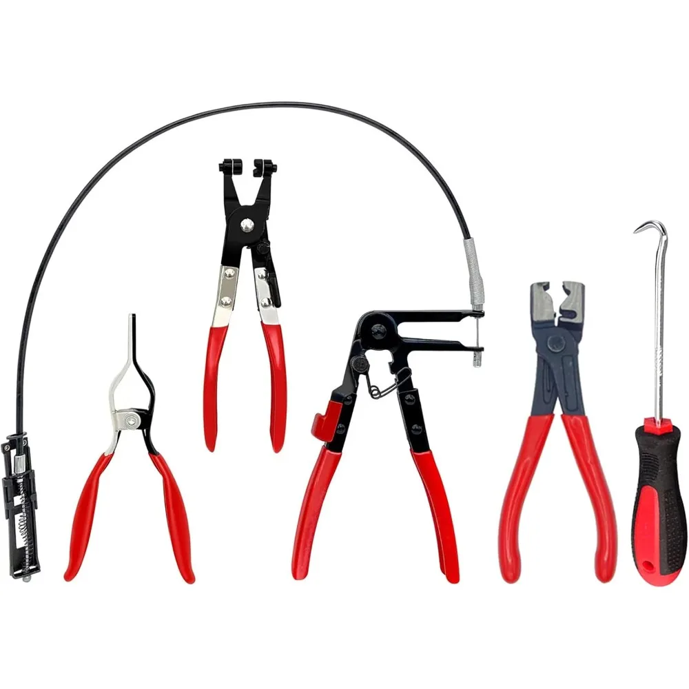 

5 шт. Набор плоскогубцев для хомутов, набор для снятия хомутов для шлангов, инструмент для хомутов для автомобильного мазута и воды, плоскогубцы для пружинного шланга с длинным выходом