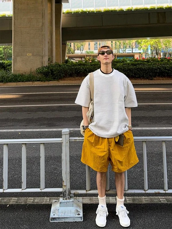 

Летние уличные мужские свободные брюки Qui Dry Beach orts, повседневные брюки Spor Sle с пятью дюйма, прямые брюки с эластичной резинкой на талии