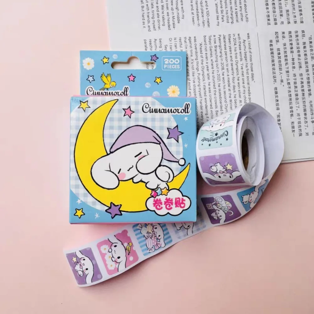 200 Stücke Echte Sanrio Klebeband Aufkleber Geschenkbox Nette Hallo Kitty Melody Kuromi Pochacco Cartoon Diy Handwerk Spielzeug Aufkleber Mädchen Geschenke