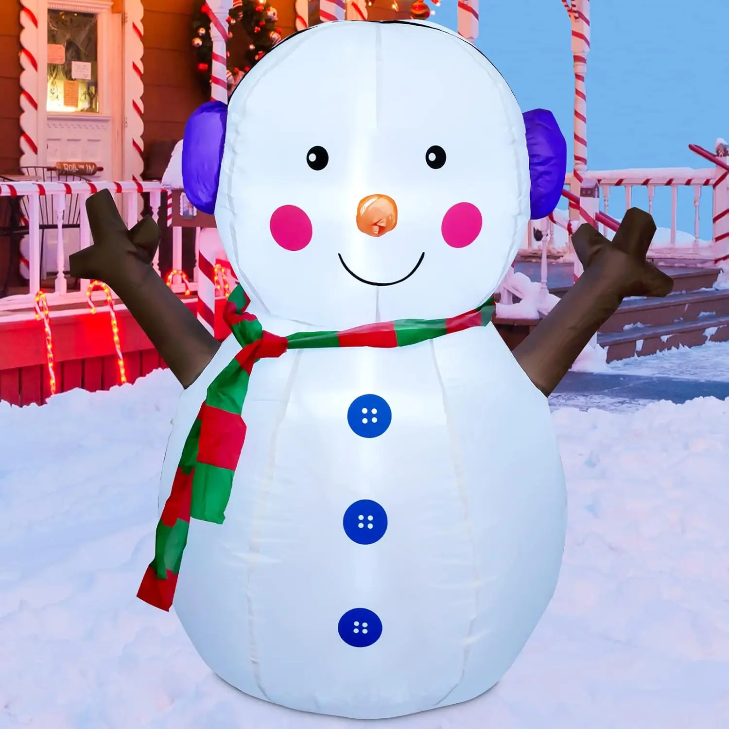 

4FT Christmas Inflatable Snowman Outdoor Decorations Blow Up Yard Decoration with LED Lights Built-in for Xmas Holiday Party Toy