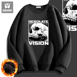 Desolate Vision Unique Design Pattern Hoodie Treet Skateboarding Design Halloween Autumn and Winter Thick Warm Hoodless