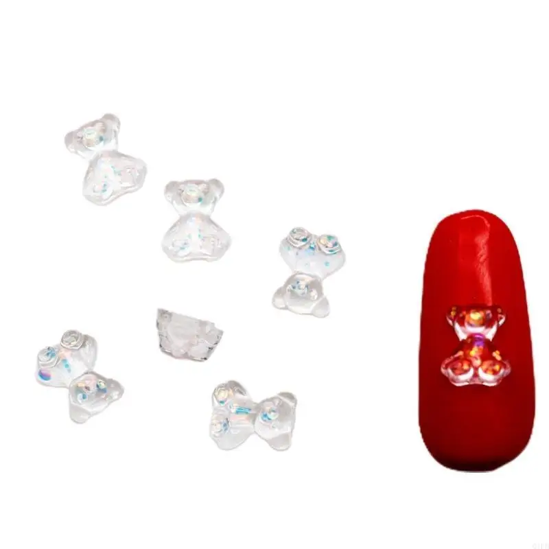 Q1FB 200pcs/set ab gummy bear beads beads crystal bear bear tharms for acrylic nails contlulful gummy bear art decoration