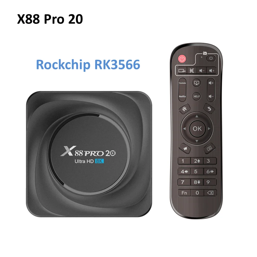 Smart TV Box X88 Pro 20 TV Box Android 11 Rockchip RK3566 8GB RAM 128GB ROM 8K 2.4G 5.8G WIFI Set Top Box