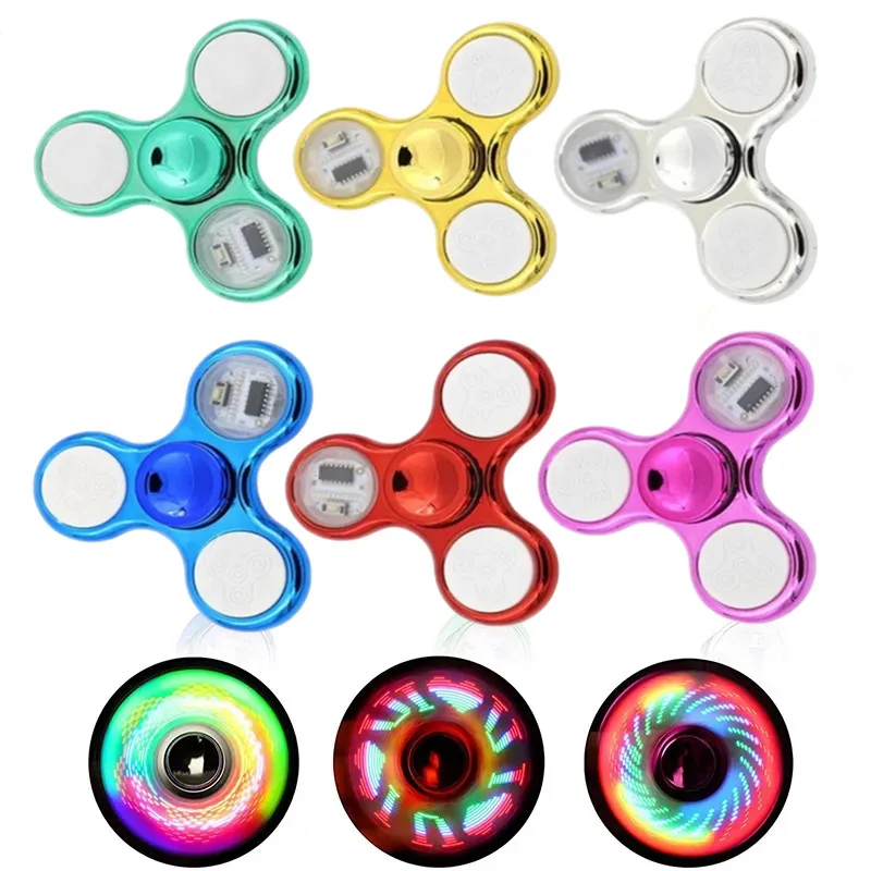 Edc led luz luminosa fidget spinner brinquedos mudanças mão superior spinner golw no escuro antitstress adulto crianças alívio do estresse brinquedo