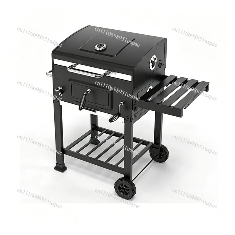 Large European Style Square Charcoal Grill Outdoor Garden Patio Barbecue Rustproof Wood Burning BBQ Pit Heavy Duty Home Use
