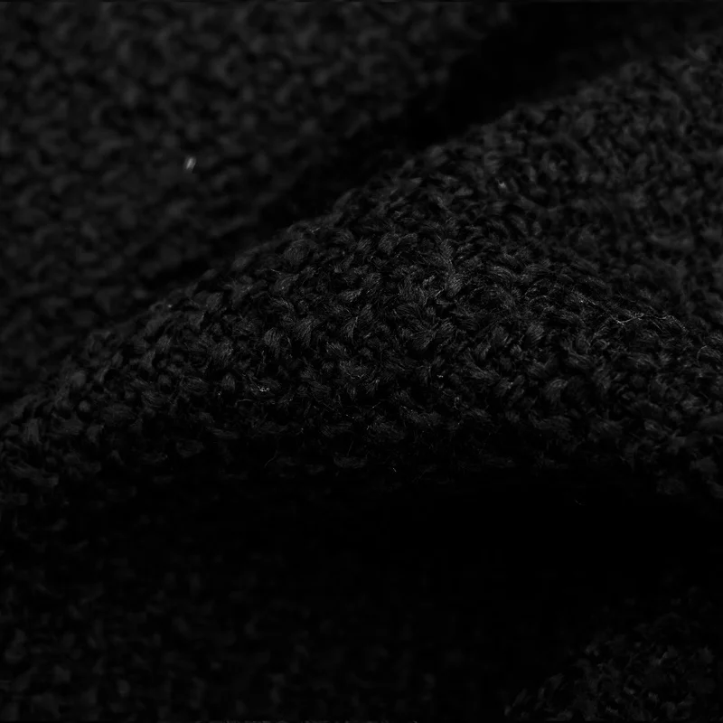 Pure Black Jacquard Tweed Fabric For Coats Tissus Au Mètre Costura Tela Ткань ドレス 드레스 Vestidos African Dress Sewing 트위드 ツイード Diy