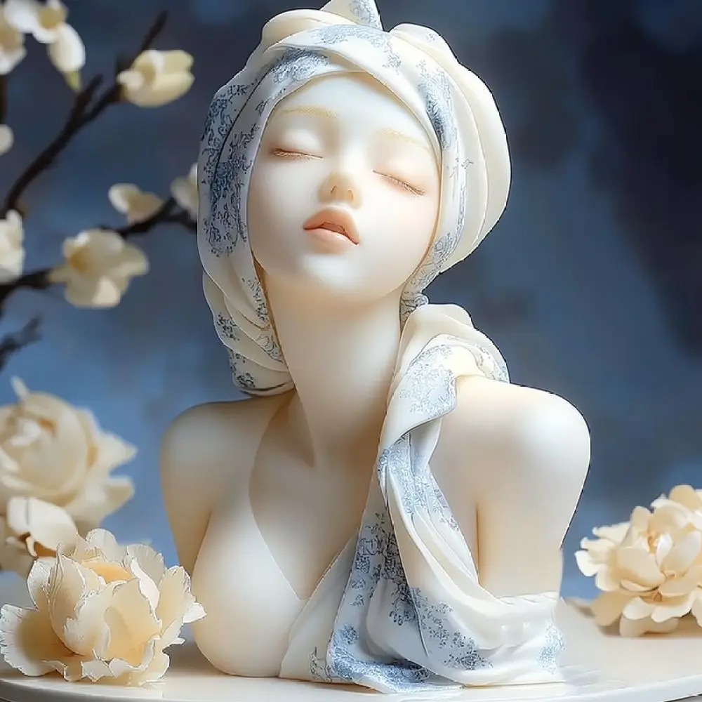 Cute Girl With Heart Silicone Mold 3D Rose Flower Candle Making Casting Resin Mold Baking Decor Kitchen Gadget Tool