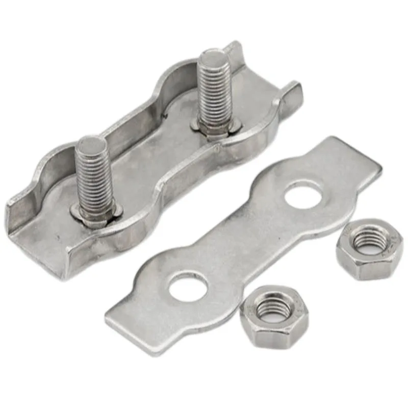 5Pcs M2 M3 M4 M5 Stainless Steel Wire Rope Double Clips Electric Wire Cable Clamp Chuck Lock DIY Fixed Clip Hardware Fasteners