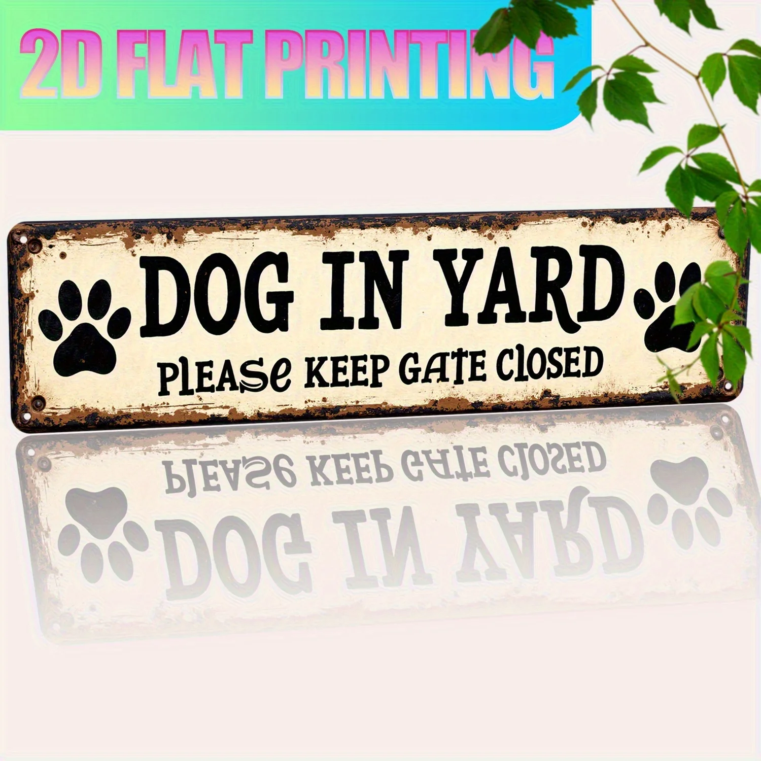 Pfotenabdruck-Dekoration „Hunde im Garten – Bitte halten Sie das Tor geschlossen“ Schild 16x4 Zoll, rustikaler Bauernhaus-Stil für Veranda, Café, Außenbereich
